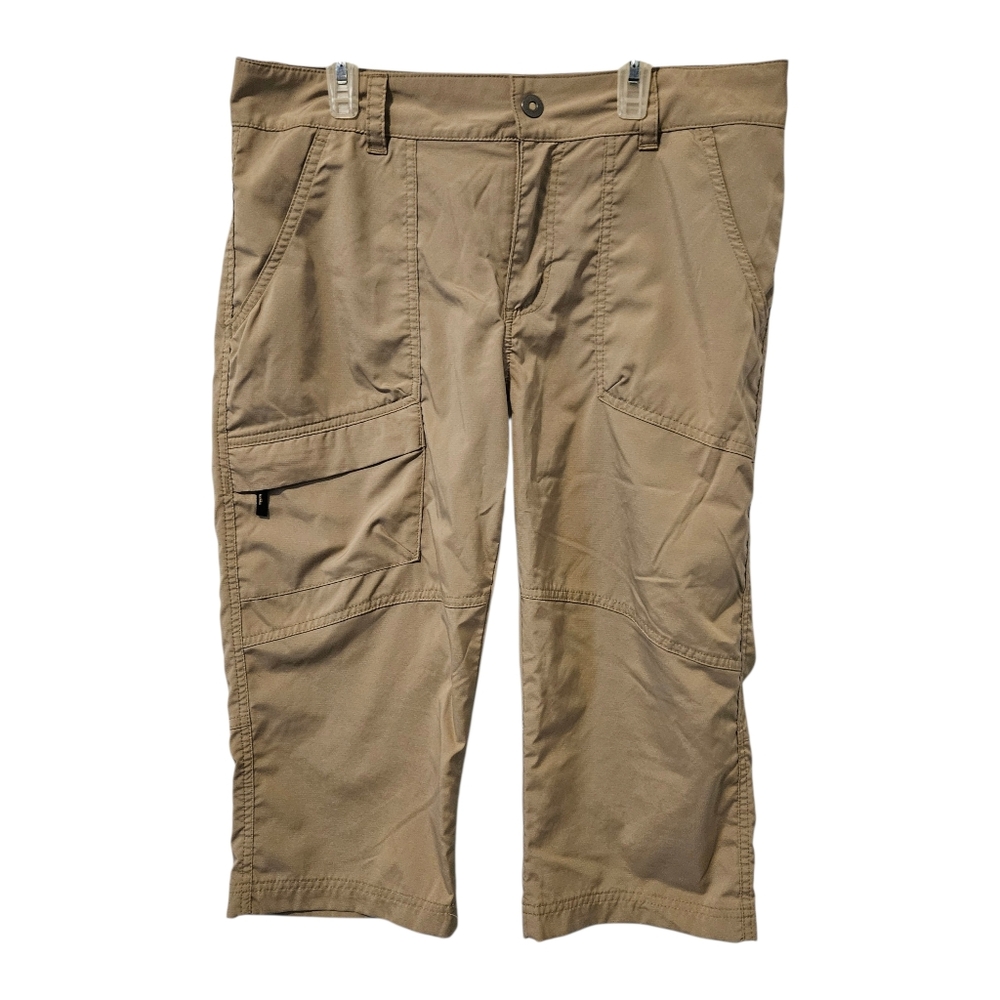 Columbia Kestrel Trail Stretch Capri Tan Hiking Cargo Pants Women’s Size 10